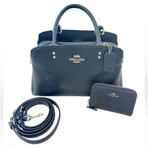 Coach Black Satchel with Structured Design and Detachable Strap
